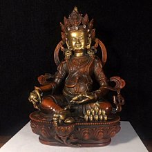 一0828  西藏寺院收 老純銅純手工打造鑲嵌寶石彩繪描金《黃財神》 藏財神一尊 重3765克 高32公分 寬22公分 歷史價格詳細信息