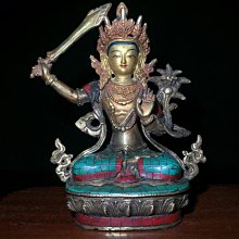 文殊菩薩純銅手工彩繪佛像藏傳佛教用品密宗供奉7寸菩薩像 歷史價格詳細信息