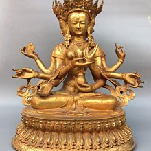 老純銅鎏金【靜思觀音】佛像～工藝精湛，雕工精緻，整體造型優美，細節獨到，觀音菩薩凝神靜思。值得收藏...高20 寬13 重950克 歷史價格詳細信息