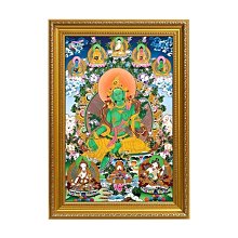 唐卡掛畫绿度母佛像圖西藏手繪刺繡玄關裝飾民族風框布禅意新中式 歷史價格詳細信息