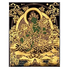 手繪綠度母畫像觀音化身密宗綠度母唐卡敦煌精美佛像畫印刷品 唐卡 佛畫 歷史價格詳細信息