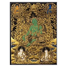 手繪綠度母畫像觀音化身密宗綠度母唐卡敦煌精美佛像畫印刷品 唐卡 佛畫 歷史價格詳細信息