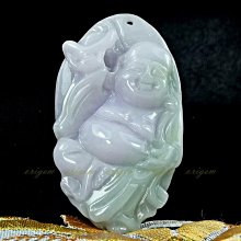 珍珠林~緬甸A貨緬甸糯米種帶黃皮紫羅蘭翠玉~招福納財至尊~歡喜如意彌勒佛大玉珮/擺件/把件 #153 歷史價格詳細信息
