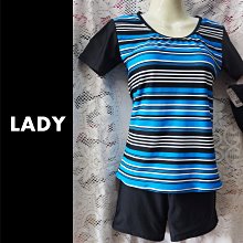 特價女藍黑撞色保守比基尼溫泉泳裝小胸連身裙式短袖休閒胸墊泳衣 歷史價格詳細信息