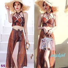 紅豆批發百貨/韓版民俗風交叉掛脖三件式泳裝/波希米亞南洋風浪漫溫泉外罩裙泳衣(編號82) 歷史價格詳細信息