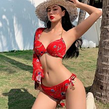 Qmi 氣質女神香檳色掛脖水鑽三點式分體泳衣比基尼 度假性感bikini 歷史價格詳細信息