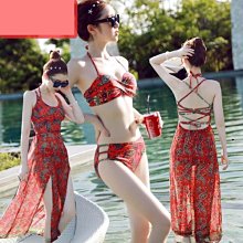 Bikini泳衣╭☆°安可小舖＊藍白長袖外套時尚運動休閑泳衣三件式游泳衣比基尼泳裝，售價980元 歷史價格詳細信息