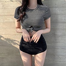 韓國 黑白直條紋 短袖 襯衫 女裝 僅試穿過 歷史價格詳細信息