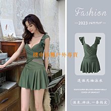 【機車沙灘戶外專賣】溫泉比基尼歐美性感撞色交叉露背連身高胸泳衣 歷史價格詳細信息