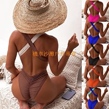 溫泉比基尼歐美性感藍色硬杯推高領帶風格丁字褲底雨巖裝飾Bikini泳衣 歷史價格詳細信息