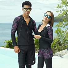 Qmi 韓國情侶黑藍配色長袖男女防曬泳衣套裝 衝浪潛水服 UPF50++ 歷史價格詳細信息