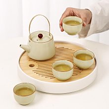 紫砂壺 汝窯提梁壺個人專用高檔輕奢功夫茶具套裝家用日式防燙手一壺四杯 價格比較,價格查詢,歷史價格詳細信息