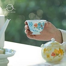 陶川 純手繪紫色花口品茗杯輕奢復古主人杯陶瓷功夫茶具單杯茶杯 歷史價格詳細信息