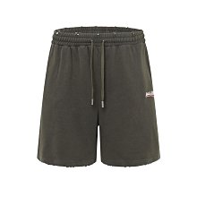 「嘎小姐的店」BBB - 2024/5月新款* 褲腳龜裂火焰字母logo設計鬆緊腰圍做舊棉短褲 - 有尺寸表 歷史價格詳細信息