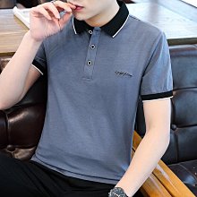 短袖POLO衫 純棉材質 男士短袖T恤 純棉打底衫 夏季條紋休閒中青年翻領時尚polo衫 歷史價格詳細信息