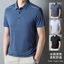 夏季男士薄款短袖POLO衫冰絲速干中年爸爸裝純色翻領印花休閑t恤 歷史價格詳細信息