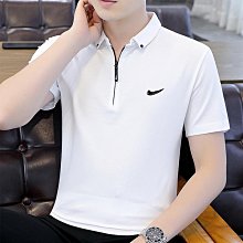 夏季新款透氣短袖立領拉鍊polo衫男潮流休閒速乾時尚百搭高檔t恤-22號穿搭 歷史價格詳細信息