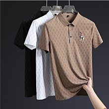 男士 Polo 衫字母印花短袖翻領Polo衫 男士夏季T卹 黑白高爾夫服 商務POLO衫-22號穿搭 歷史價格詳細信息