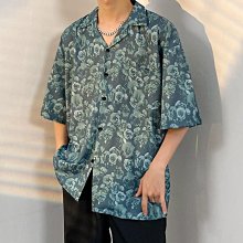 古著vintage油畫復古印花襯衫男潮流港風情侶短袖沙灘慵懶襯衣男-zero潮流屋 歷史價格詳細信息