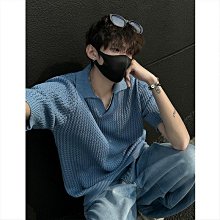 美式針織polo衫男短袖高級感男裝夏季翻領輕熟風透氣休閑青年上衣 短袖上衣男 男生T恤 歷史價格詳細信息
