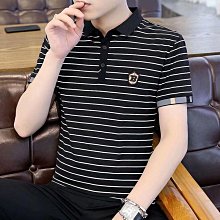 棉質短袖polo衫男 短袖t恤男 真口袋polo衫男 短袖翻領 爸爸夏裝t恤 條紋絲光棉T恤 男裝衣服批發-滿599免運 歷史價格詳細信息