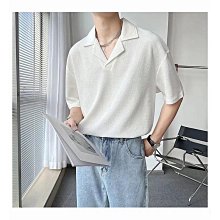 華夫格T恤男 翻領POLO衫 高級感夏裝潮牌帥氣短袖T恤素色百搭短袖 商務正裝M2-22號穿搭 歷史價格詳細信息