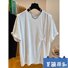 短袖T恤 短袖上衣 男生上衣 休閒T恤 冰絲夏季學生日系刺繡寬鬆五分袖短袖T恤男潮流春季打底衫短袖男-正正男裝 歷史價格詳細信息