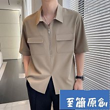 冰絲垂墜感T恤男短袖翻領中年男士polo衫絲光短袖上衣夏季體恤潮流 歷史價格詳細信息