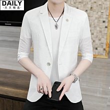 #男士西裝外套# 夏季薄款休閒3/4袖小西裝男士韓版修身單西上衣時尚中袖西裝外套時尚 歷史價格詳細信息