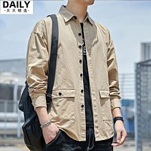 春秋季韓版純棉長袖工裝襯衫男 港風襯衣潮流外套 大口袋工裝襯衣 休閒工裝長袖襯衫 男生上衣 工裝薄外套 長袖襯衫  露天 歷史價格詳細信息