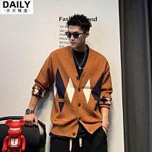 菱形格子毛衣男 2色M2XL V領休閒針織衫外套 冬季港復古ins小外套 男女同款 歷史價格詳細信息