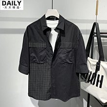 加大尺碼-拼接條紋下擺雪紡巴黎印圖短袖上衣(黑.咖XL-5L)-U344熊衣褲語 歷史價格詳細信息