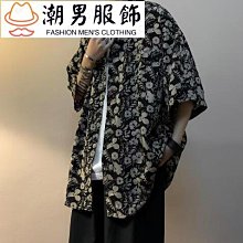 復古花襯衫 港風碎花襯衫男 寬鬆潮流沙灘襯衫 夏威夷短袖襯衫男女 夏季慵懶風情侶短袖襯衫外套-22號穿搭 歷史價格詳細信息
