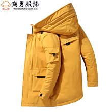 羽絨服 鴨鴨男士工裝羽絨服男冬季中長款加厚新款連帽保暖派克服外套 歷史價格詳細信息