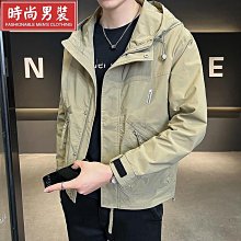 戶外工裝連帽衝鋒衣男士寬鬆大尺碼日系半拉鍊休閒夾克外套男春秋款 歷史價格詳細信息