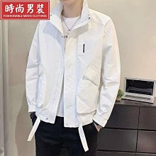 工裝外套男春秋款寬鬆帥氣連帽夾克青少年學生假兩件潮牌秋裝上衣 歷史價格詳細信息