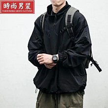 日系復古水洗工裝連帽外套男春秋款潮流寬松沖鋒衣半拉鏈套頭夾克-時尚男裝 歷史價格詳細信息