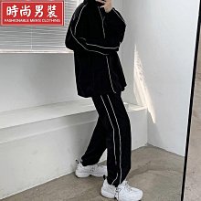 春秋立領運動套裝男女三條槓休閒運動服情侶跑步服開衫長褲兩件套 歷史價格詳細信息