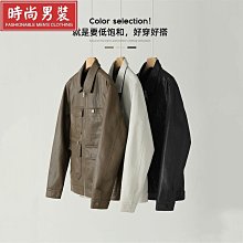 夾克外套男  男生外套  皮夾克男  皮衣男  皮外套男  復古派克服男 寬鬆機車PU皮衣  夾克短版防風外套-時尚男裝 歷史價格詳細信息