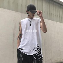 暗黑系無袖T恤男寬鬆男生背心男潮流純色汗衫打底坎肩吊嘎無袖背心運動背心男  59-真男人專賣店 歷史價格詳細信息