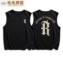 背心男士夏季純棉寬松大碼無袖t恤男裝潮牌韓版個性運動坎肩上衣-毛毛男裝 歷史價格詳細信息