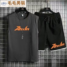 夏季運動套裝 運動背心男 純棉T恤  馬甲背心 寬鬆無袖背心  動漫 t恤   無袖套裝  T恤男 圓領t恤 休閒-毛毛男裝 歷史價格詳細信息