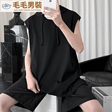 男士運動背心夏季連帽寬松籃球訓練服ins休閑無袖t恤坎肩馬甲潮12 無袖t恤男 坎肩背心男 純棉背心 大學T 運動-毛毛男裝 歷史價格詳細信息