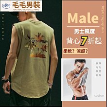 男背心 無袖上衣 削肩背心 無袖背心男 健身背心 夏季運動背心男 ins個性潮流 新款無袖t恤寬鬆潮牌薄款無袖上 歷史價格詳細信息