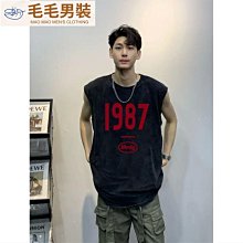 【美式街頭背心T】 破洞背心男夏季新款暗黑系ins高街嘻哈撕裂破洞寬松無袖T恤男女款 歷史價格詳細信息