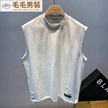 夏季美式重磅運動無袖純棉背心t恤男寬松大碼胖子籃球坎肩體恤潮-正正男裝 歷史價格詳細信息