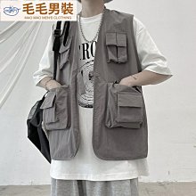 多袋工裝馬甲男 3色M-3XL 純棉馬甲背心 潮夏季拼接戰術背心 嘻哈高街機能風無袖外套-毛毛男裝 歷史價格詳細信息
