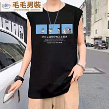 夏季簡約背心男港風痞帥字母印花無袖t恤潮牌時尚寬松ins休閑坎肩 歷史價格詳細信息