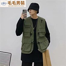 工裝戰術機能背心馬甲 寬鬆運動多口袋無袖坎肩  西裝 開襟 素面 韓版 釣魚戶外薄款潮流坎肩 男薄款潮牌潮流工裝-勁霸服飾 歷史價格詳細信息