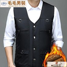 秋冬中老年男士馬夾爸爸裝加絨加厚加大碼坎肩背心羽絨棉馬甲多兜 歷史價格詳細信息